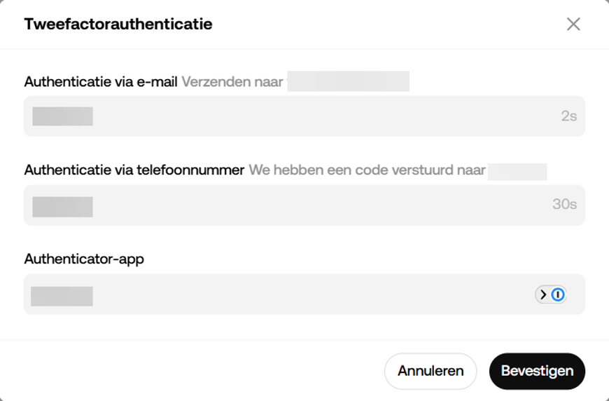 Het interface van OKX met een aanduiding van tweefactor autheticatie.