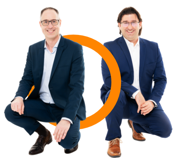 Een foto van Dominique Verweij en John-Paul Straver met een oranje cirkel.