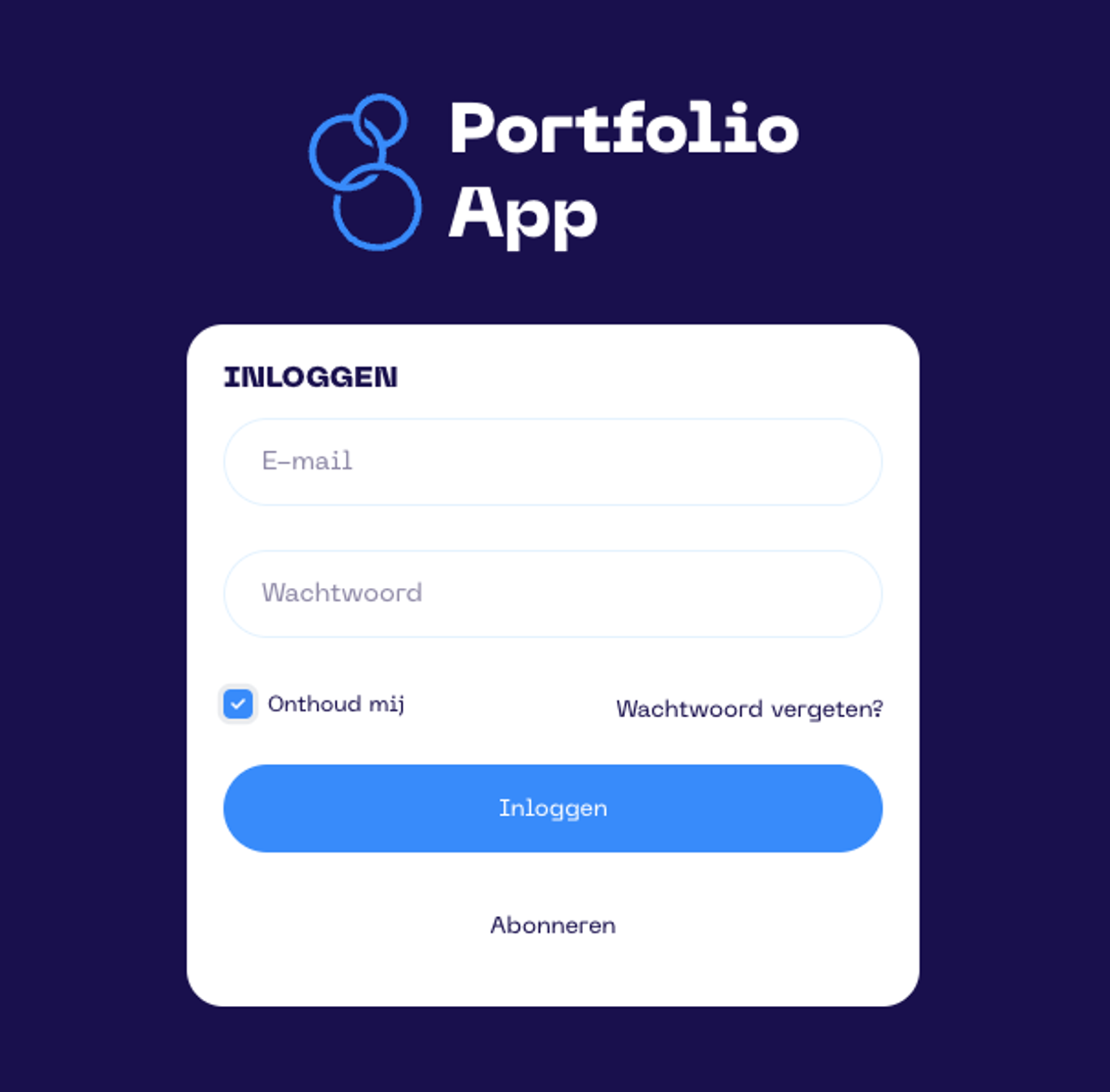 Portfolio App Inloggen Vinkje