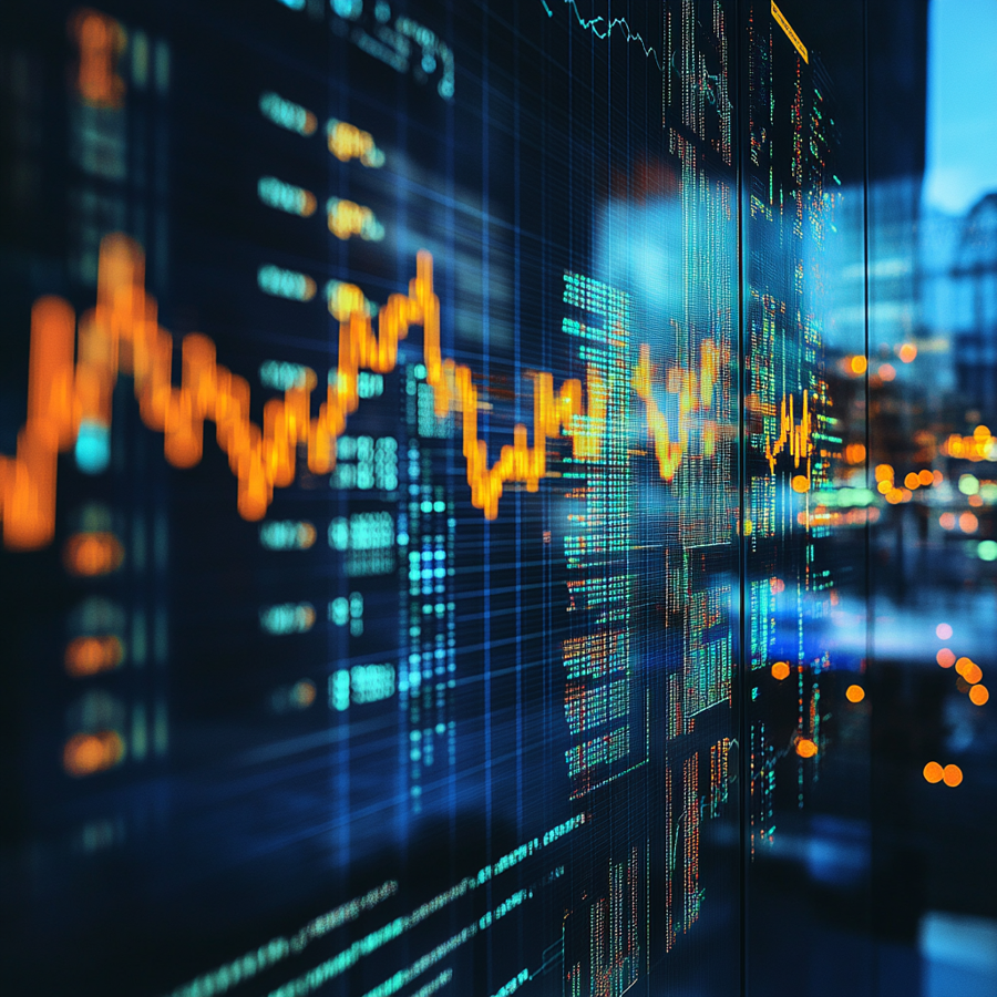 Een scherm met daarop een grafiek voor trading