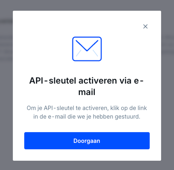 Bitvavo APi-sleutel activeren pop up